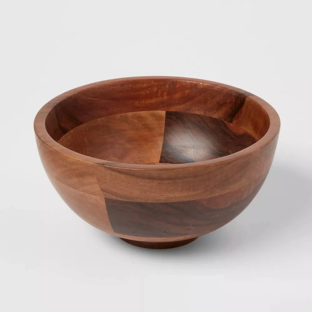 Wooden Salad Bowl 30 Ounces Round 7 Inch Serving Bowl