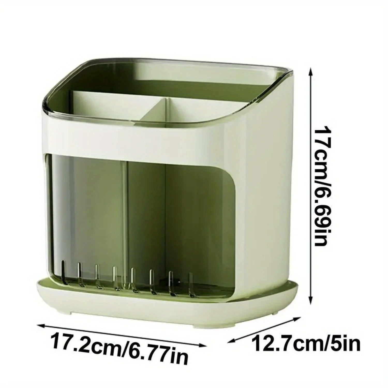 Countertop Plastic Utensil Holder - 3 Grids - Fork, Spoon, Chopstick - Detachable Kitchen Bucket - Organizers & Accessories - Cooky Kitchenware