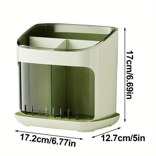 Countertop Plastic Utensil Holder - 3 Grids - Fork, Spoon, Chopstick - Detachable Kitchen Bucket - Organizers & Accessories - Cooky Kitchenware