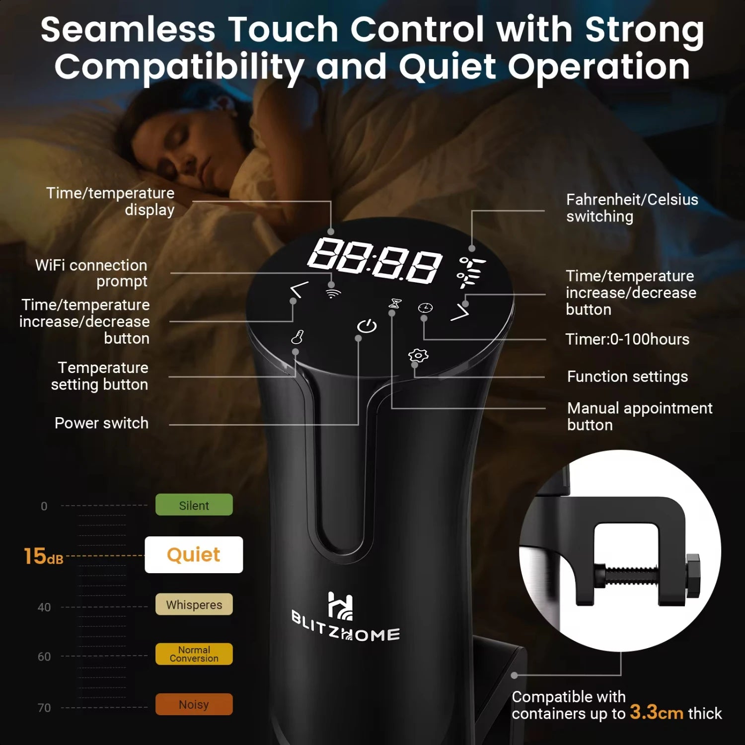 Sous Vide Cooker 1100W -appliance Monsieur Cuisine Smart Slow Cooker with LCD Digital Accurate Control - Cooky Kitchenware