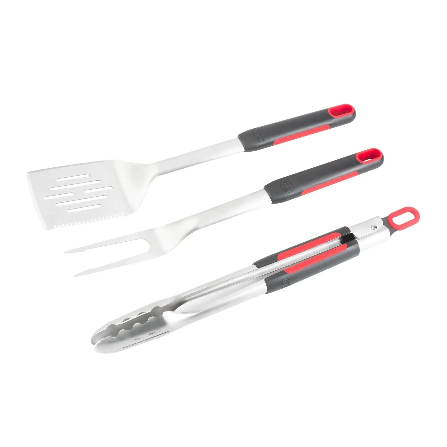 4-Pack Stainless Steel BBQ Tool Sets, 3-Piece Each with Tong Spatula Fork & Soft Grip, Grilling Utensils for Outdoor Cooking