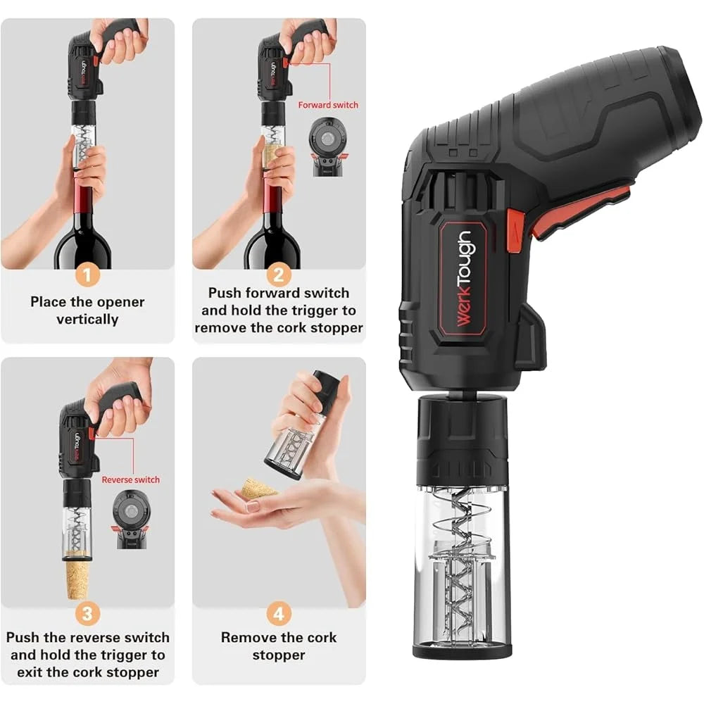 4V Cordless Corkscrew Wine Opener With Grill Kit USB C