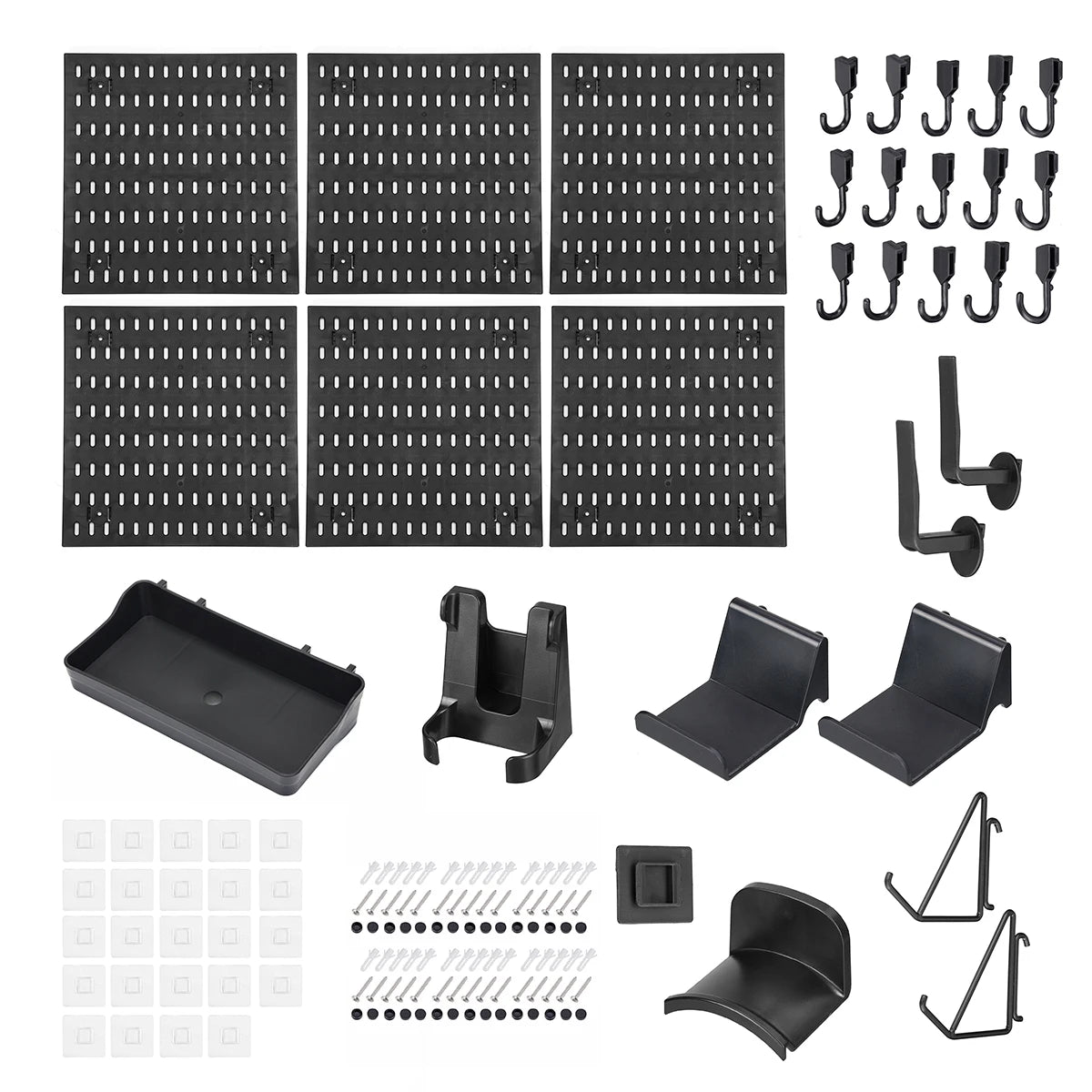 90*60cm Pegboard Wall Organizer Panel Shelves For Gamer Room Bathroom Kitchen Storage Rack Hole Board w/ Hooks Shelves