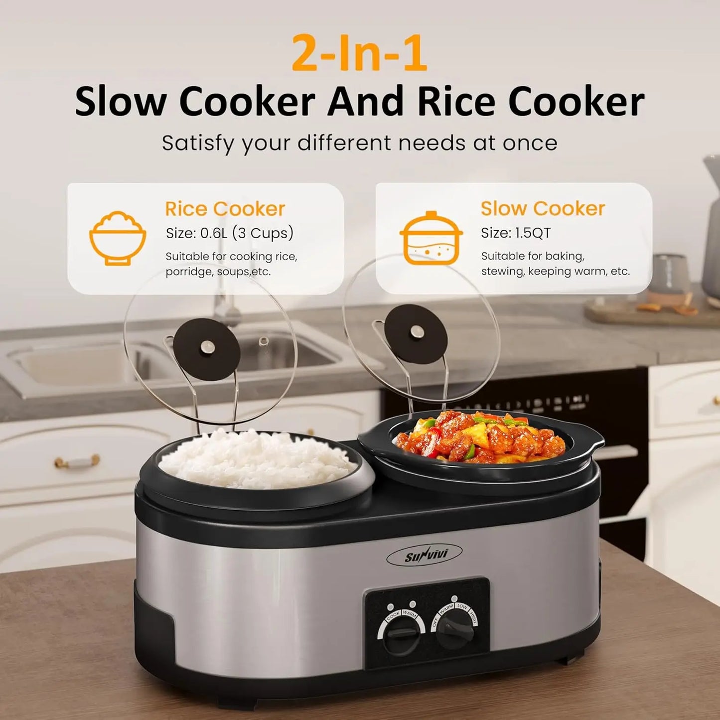 Cuisinart Ceramic Coated Non-Stick Aluminum Slow Rice Cooker Multi-Function Kitchen Cooking Pot - Cooky Kitchenware