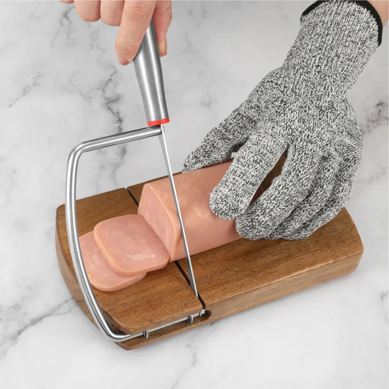 Cheese Slicer Board 9.2x8.4 Inches Wire Cheese Slicer Hardwood Cutting Accessories Multifunctional Kitchen Tools Rust-Proof
