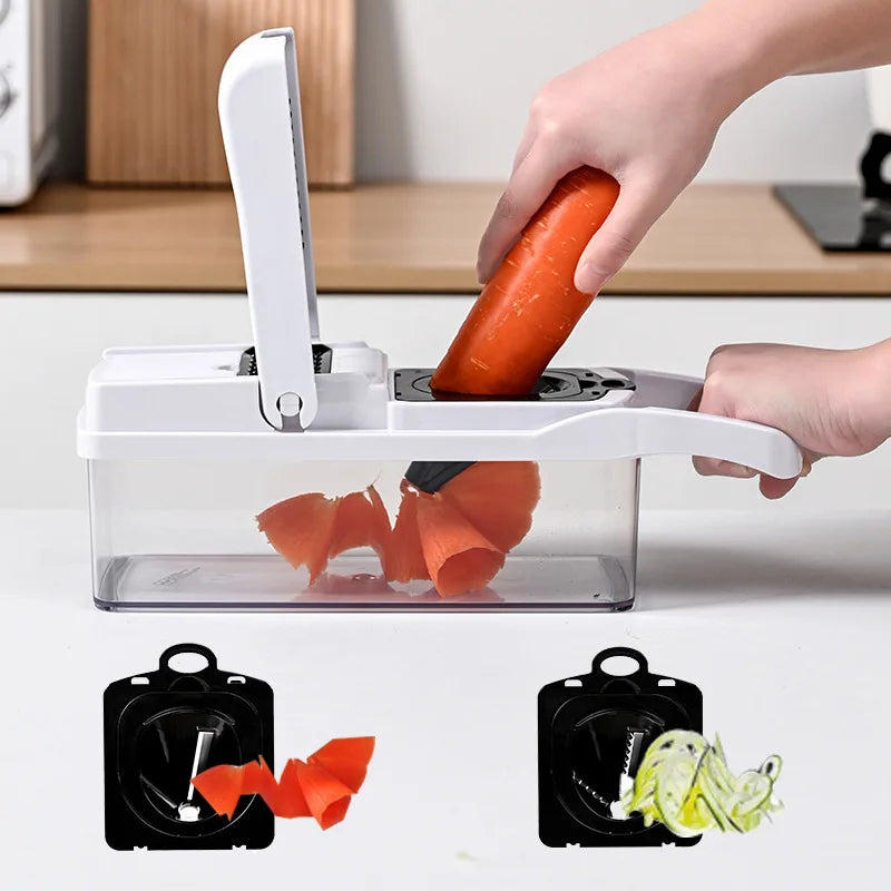 26 piece set of multifunctional vegetable slicer, household planer, kitchen cutting utensil, onion slicer, diced and diced - Cooky Kitchenware
