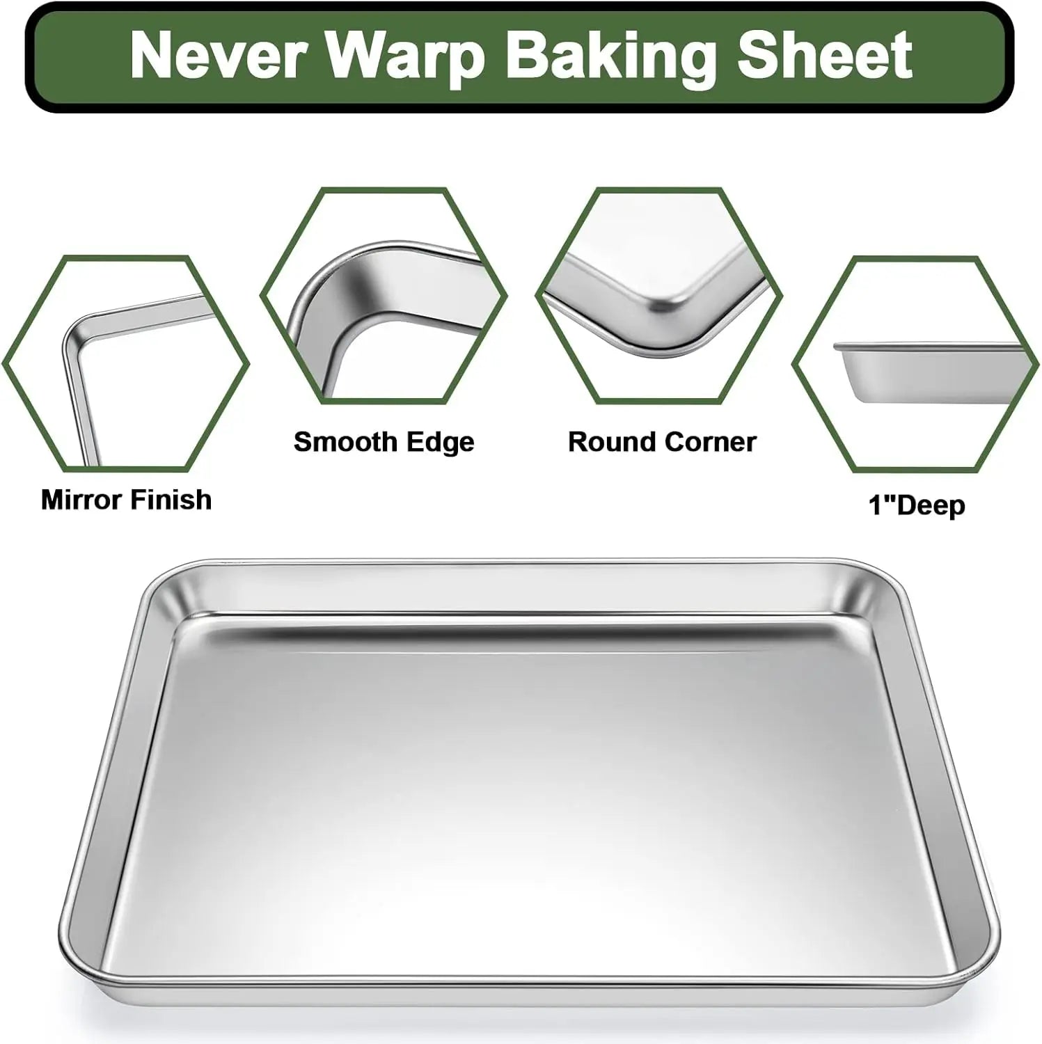 Baking Set: Stainless Steel Sheet Pan with Cooling Rack & Silicone Mat Set, Multi-Size , Warp Resistant - Cooky Kitchenware