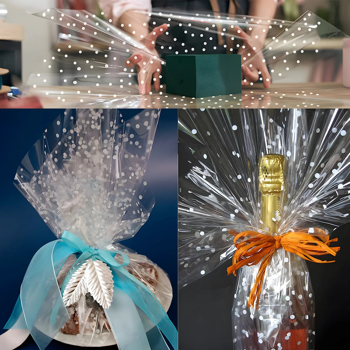 Cellophane Wrap Roll Clear Paper Wrapping Gift Transparent Basket Bags Cello Rolls Flower Baskets Packing Supplies Diy Craft - Cooky Kitchenware