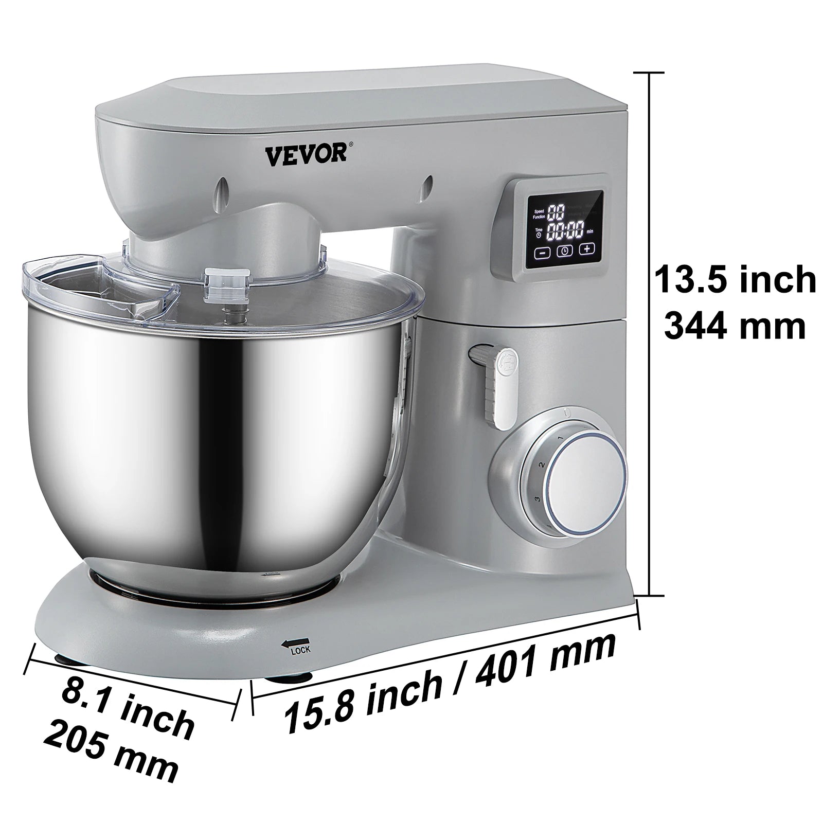 SucceBuy 5.5/7LElectric Stand Mixer with 6Speeds LCD Screen Timing Food Mixer Cream Egg Whisk Whip Dough Kneader With Steel Bowl - Cooky Kitchenware