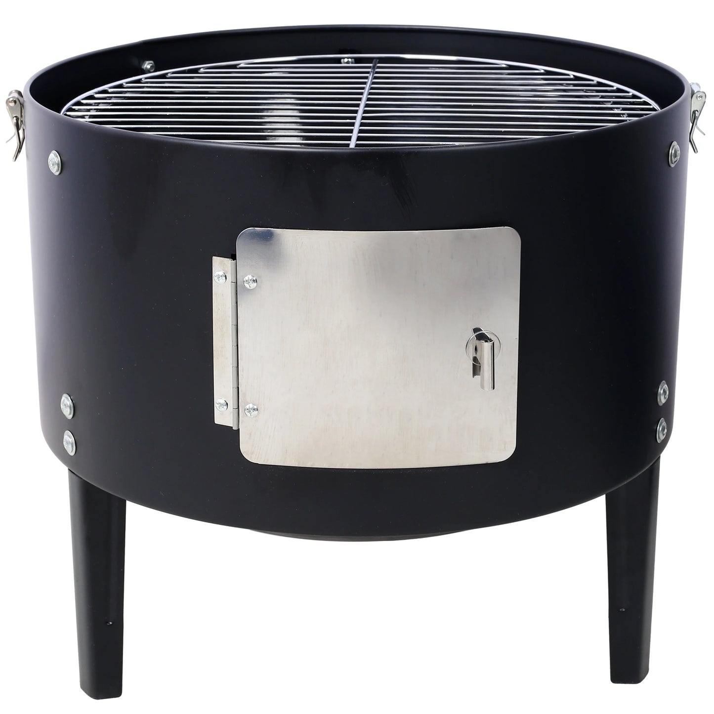 17 Inch Steel Charcoal Smoker Heavy Duty Round BBQ Grill for Outdoor Cooking Black - Cooky Kitchenware