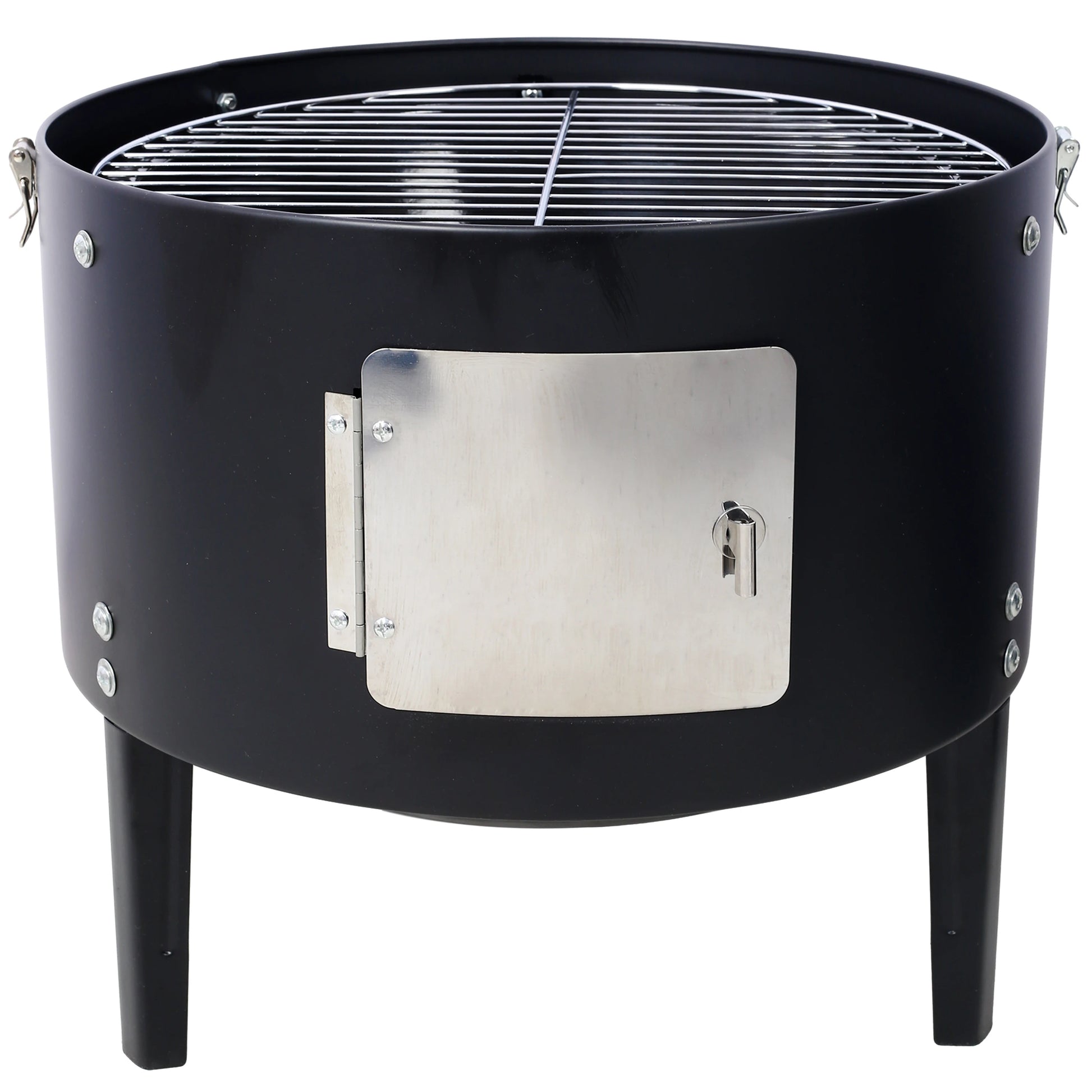 17 Inch Steel Charcoal Smoker Heavy Duty Round BBQ Grill for Outdoor Cooking Black - Cooky Kitchenware