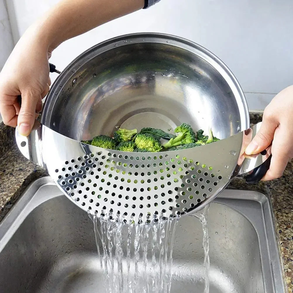 Pot Strainer Pan Drainer For  Kitchen Easy Draining Pot Strainer Stainless Steel Pasta Spaghetti Practical Draining Tool Sifter