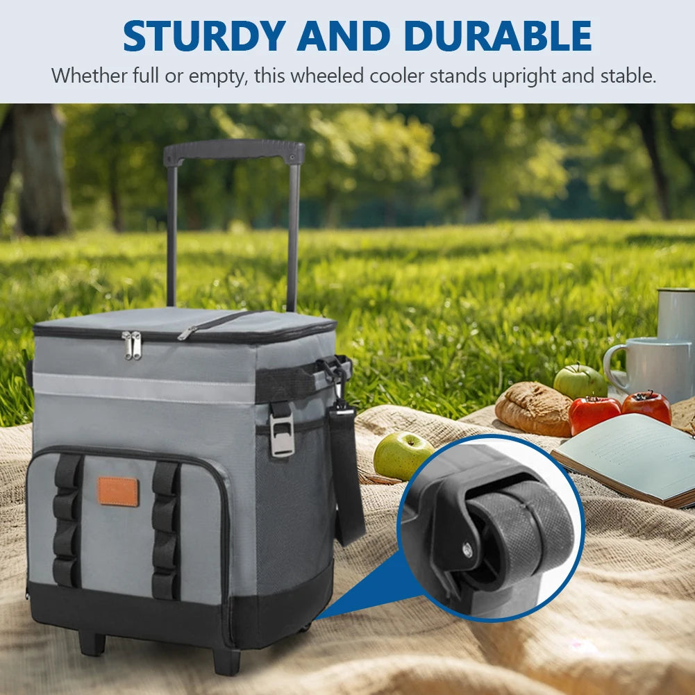 Insulated Rolling Cooler Bag Leak Proof Large Thermal Food Delivery Box Detachable Food Storage Container for Travel BBQ - Cooky Kitchenware