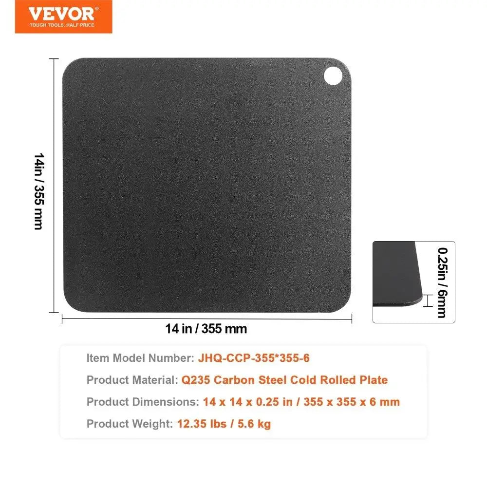 14x14x1/4 Pre-Seasoned Carbon Steel Pizza Steel  High Conductivity Rustproof Design for outdoor & Indoor Use - Cooky Kitchenware