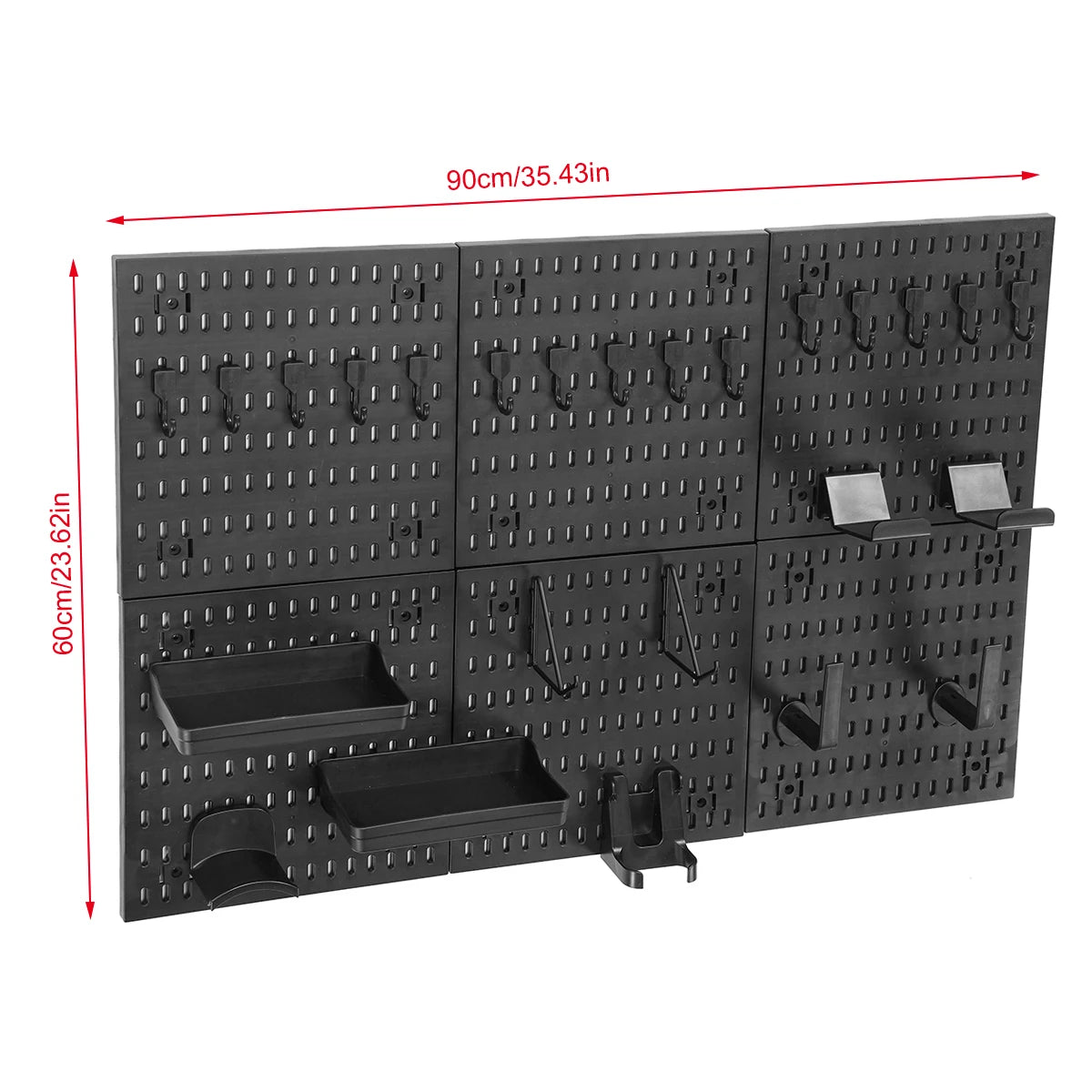 90*60cm Pegboard Wall Organizer Panel Shelves For Gamer Room Bathroom Kitchen Storage Rack Hole Board w/ Hooks Shelves