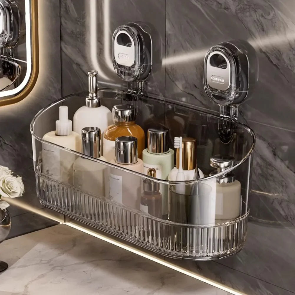 No Drill Bathroom Suction Storage Box with Strong Load Bearing for Easy Installation in Kitchen and Bath Spaces - Cooky Kitchenware