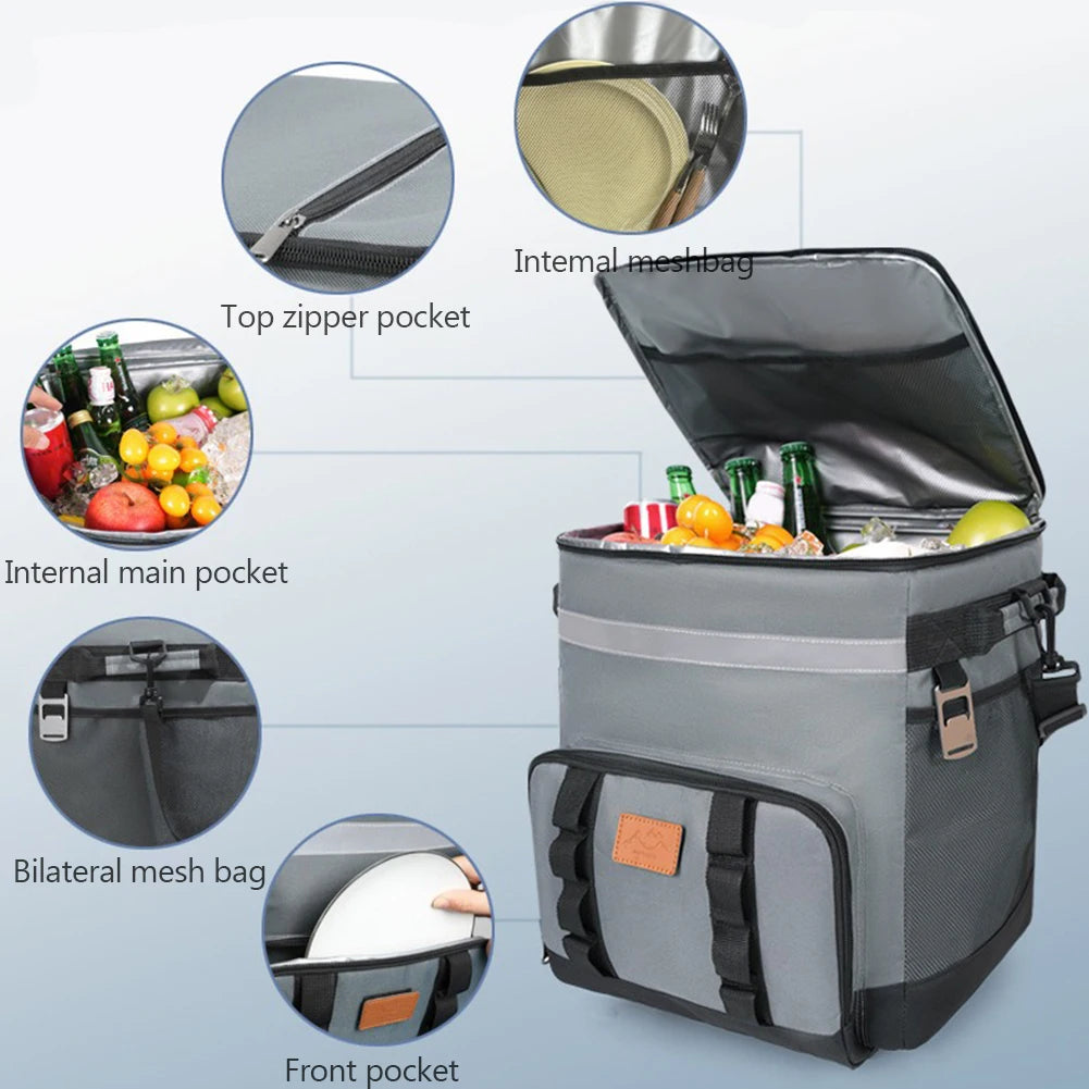 Insulated Rolling Cooler Bag Leak Proof Large Thermal Food Delivery Box Detachable Food Storage Container for Travel BBQ - Cooky Kitchenware