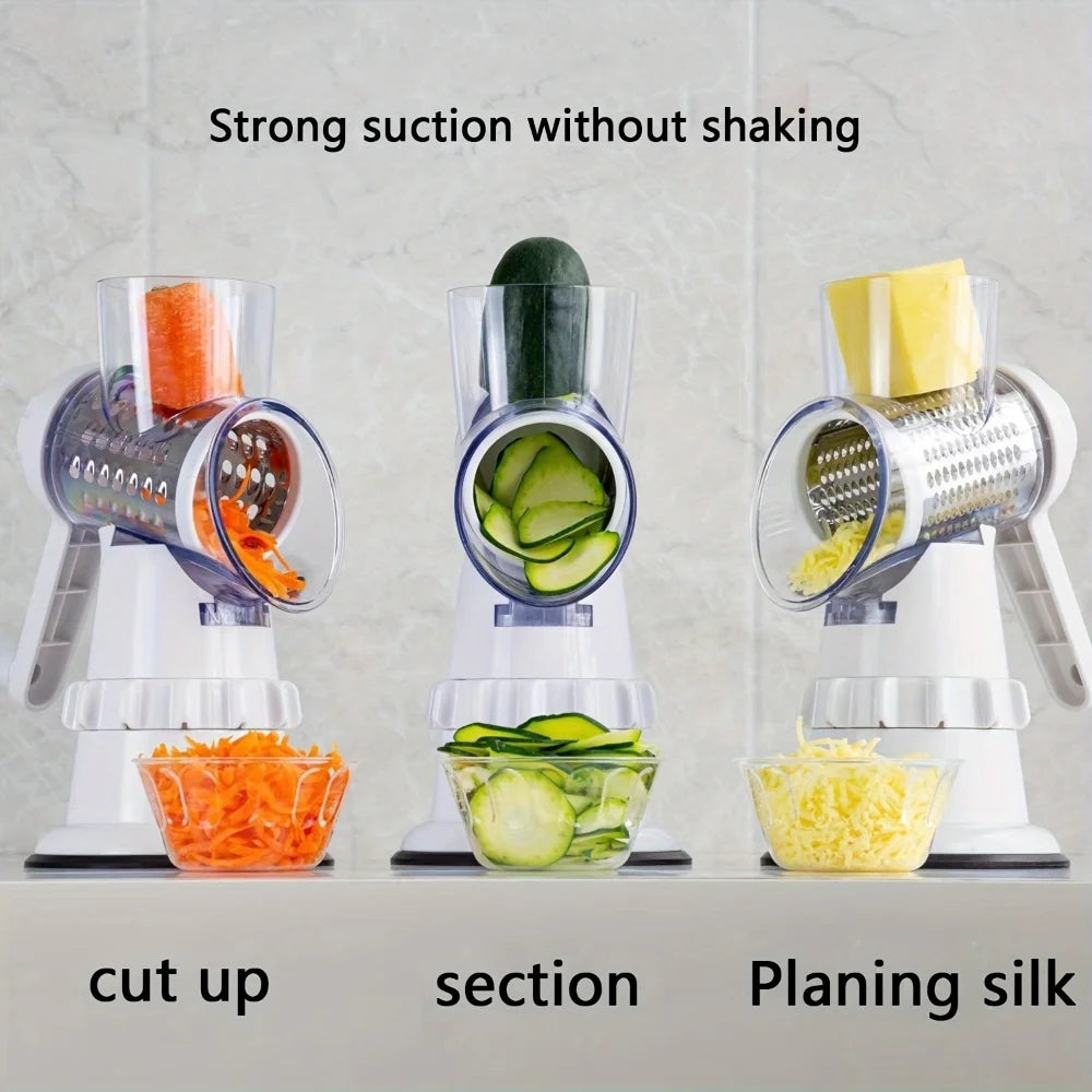 Vegetable Cutter, Rotary Vegetable Slicer, Vegetable Grater, Manual Cheese Grater, Multifunctional Vegetable Cutter, Potato Shre - Cooky Kitchenware