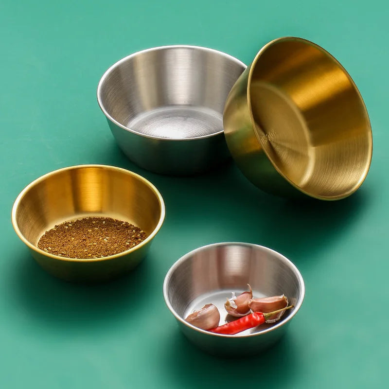 Korean 304 Stainless Steel Rice Wine Bowl With Gold Handle