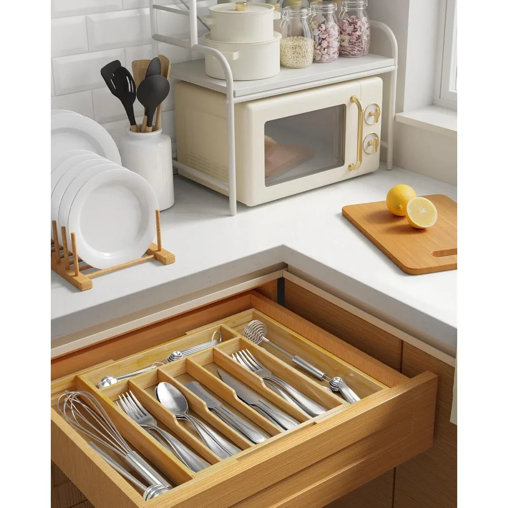 Large Thickened Silverware Organizer - Expandable Bamboo Kitchen Drawer Organizer for Cooking Utensils and Cutlery, Sturdy Kitc - Cooky Kitchenware