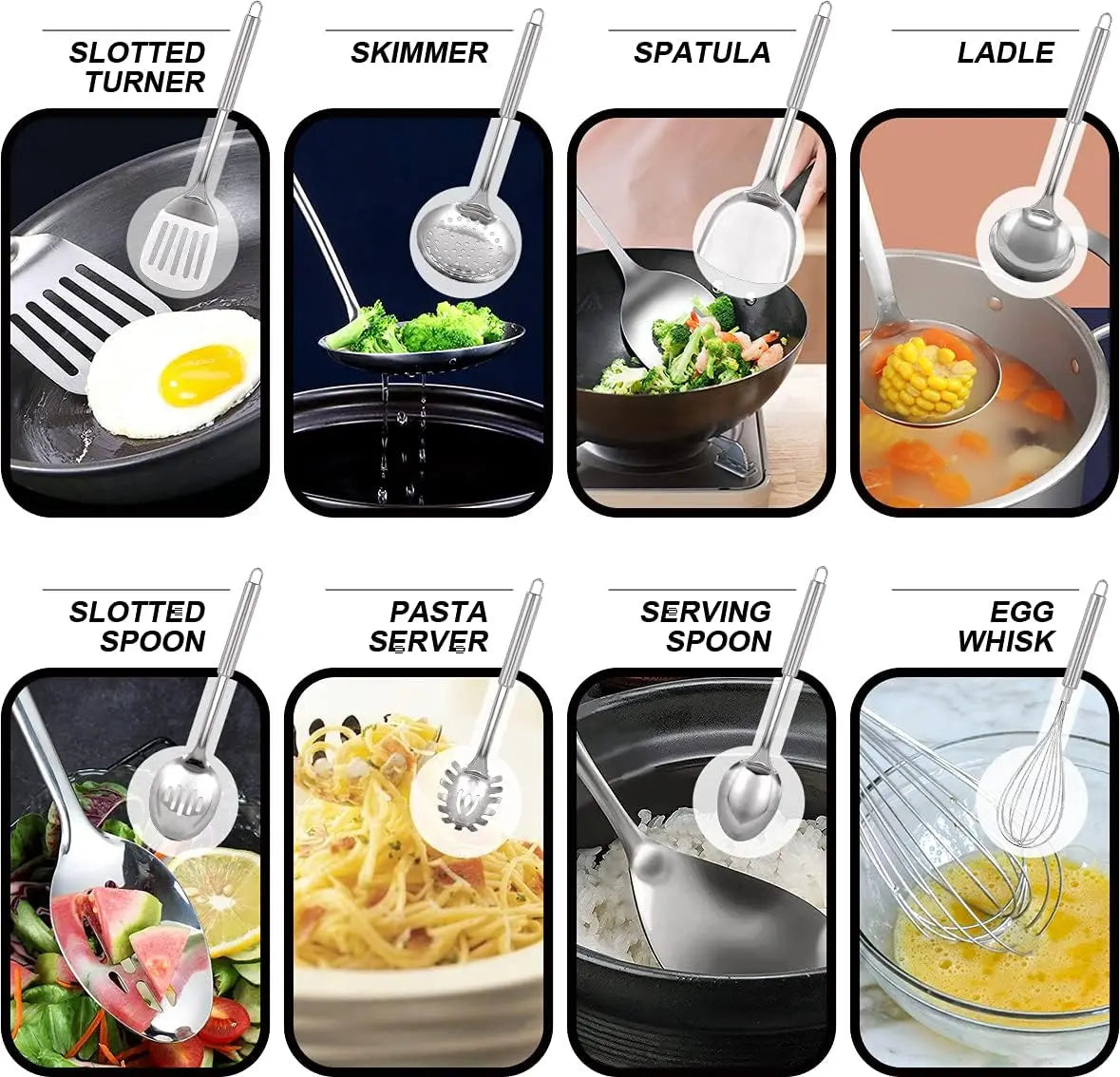 12.8" Carbon Steel Wok-11Pcs Woks & Stir Fry Pans Wok Pan with Lid, No Chemical Coated Chinese Wok with 10 Cookware Accessories - Cooky Kitchenware