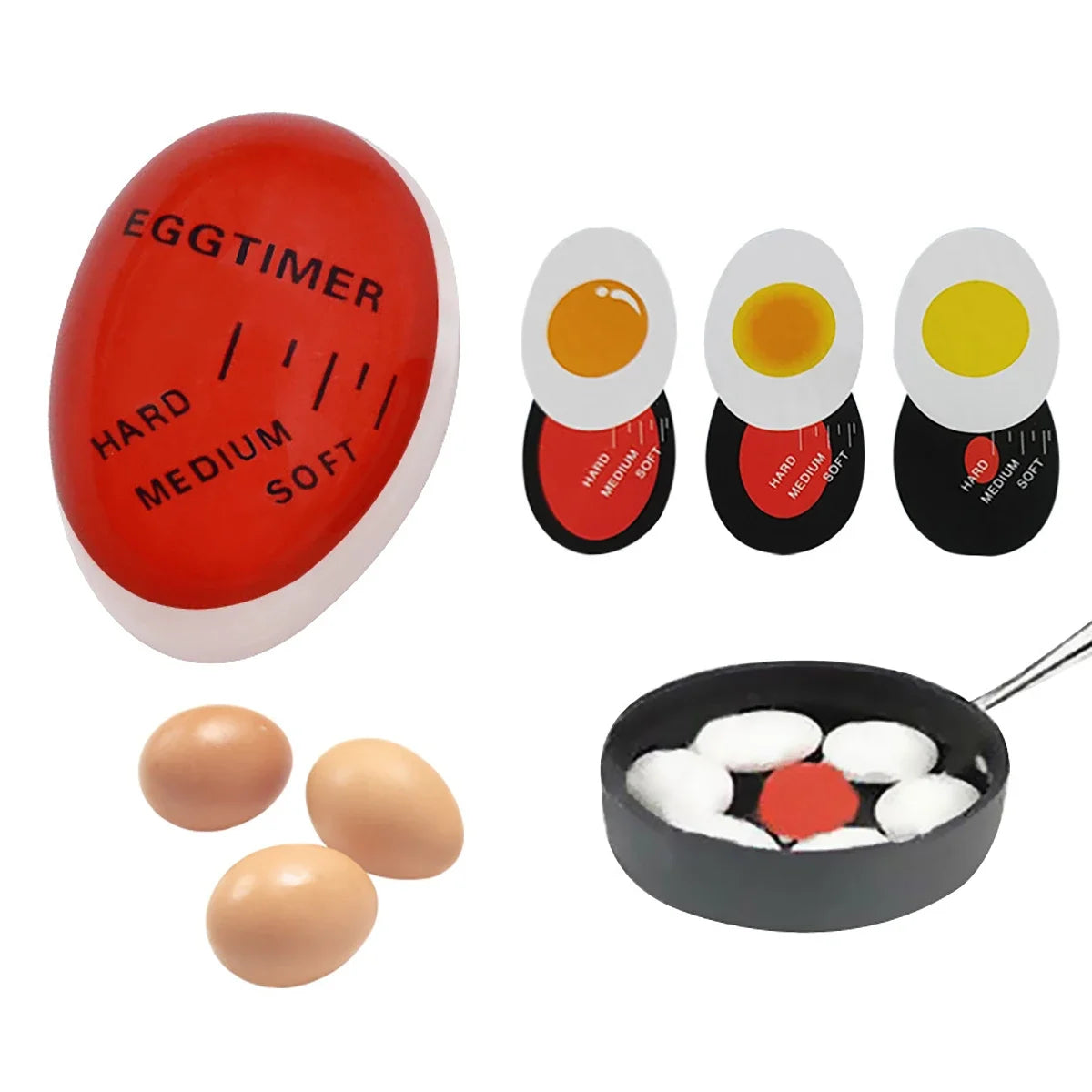 1pcs Egg Timer Boiled Egg Ripening Observer Yummy Soft Hard Egg Cooking Color Changing Creative Kitchen Utensils - Cooky Kitchenware