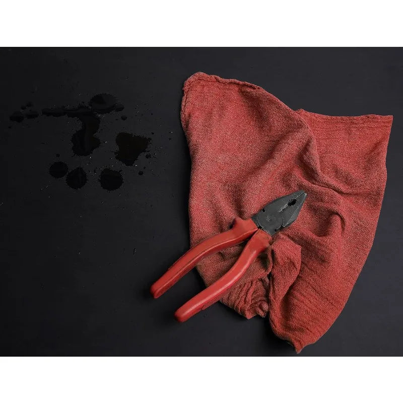 Cotton Shop Towels Red – (Pack of 150) Size 14x14 Inches Cleaning Rags – Absorbent Shop Rags and Multipurpose Cleaning Towels - Cooky Kitchenware