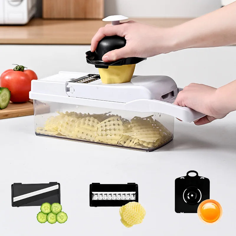 26 piece set of multifunctional vegetable slicer, household planer, kitchen cutting utensil, onion slicer, diced and diced - Cooky Kitchenware