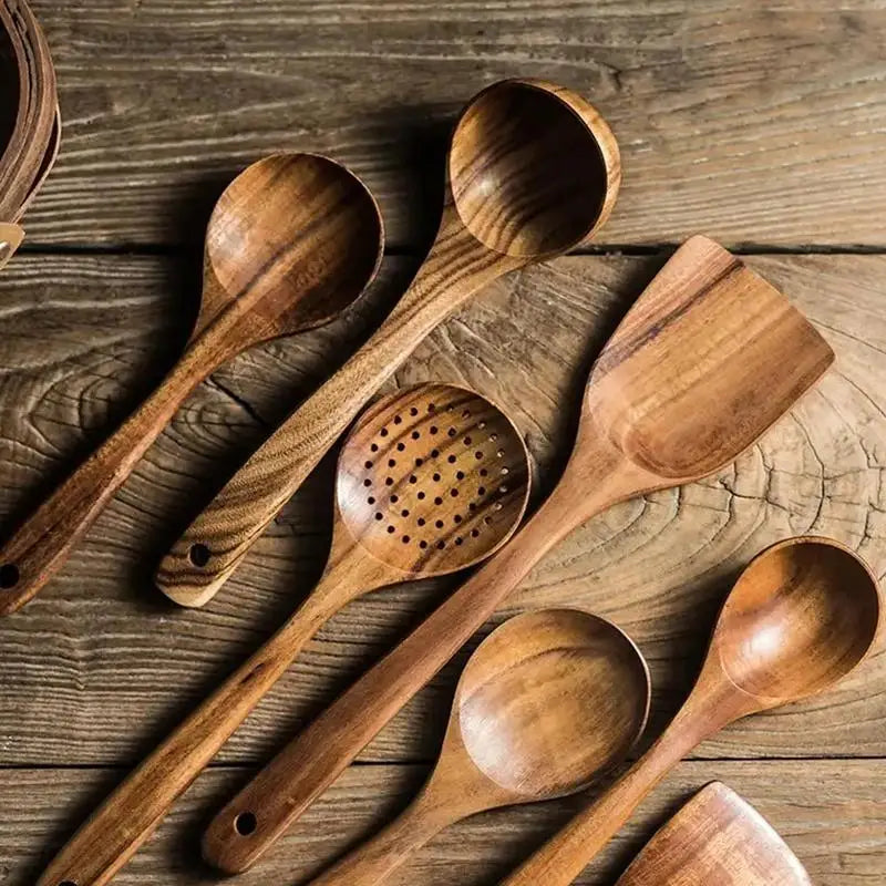 Wooden Utensils Set, 5/7/11pcs Non-stick Cooking Utensils, Kitchen Utensils Set for Home Use, Kitchen Gadgets,  Household Items - Cooky Kitchenware