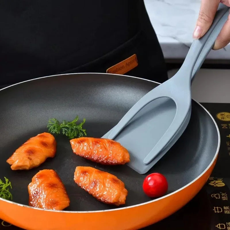 2-in-1 Silicone Tongs & Spatula for Steak, Pancake, Egg, Kitchen Cooking Tools - Cooky Kitchenware