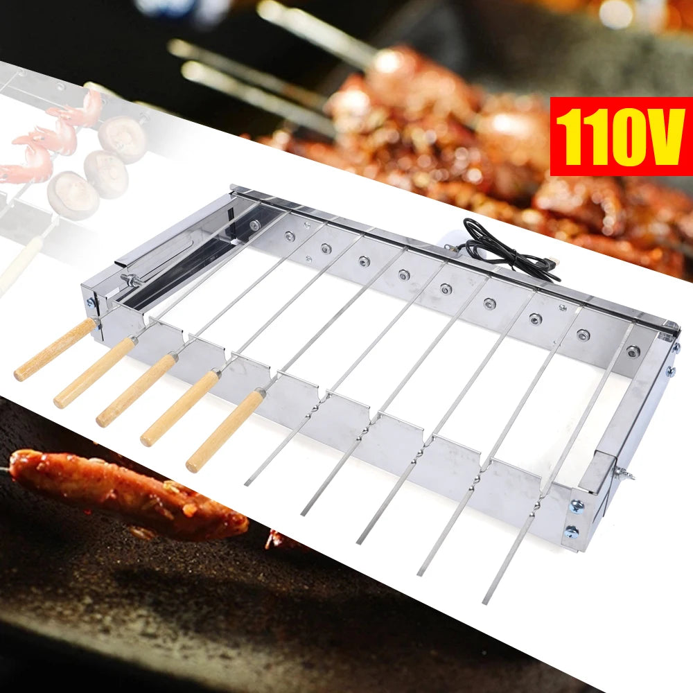 110V Portable Barbecue Grill Stainless Steel Rolling Electric Picnic Automatic Shelf - Cooky Kitchenware