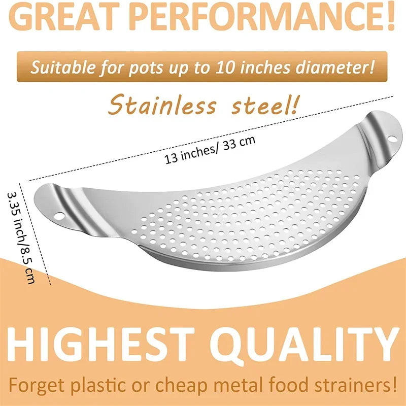 Pot Strainer Pan Drainer For  Kitchen Easy Draining Pot Strainer Stainless Steel Pasta Spaghetti Practical Draining Tool Sifter