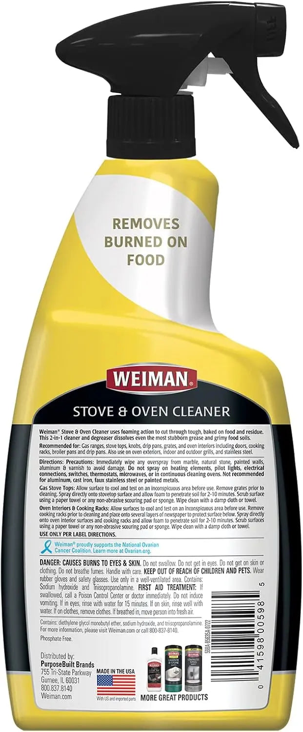 Heavy Duty Stove And Oven Cleaner And Degreaser For Glass, Ceramic Cooktops, Bbq Grill Grates - 2 Pack, 24 Oz W/Microfiber - Cooky Kitchenware