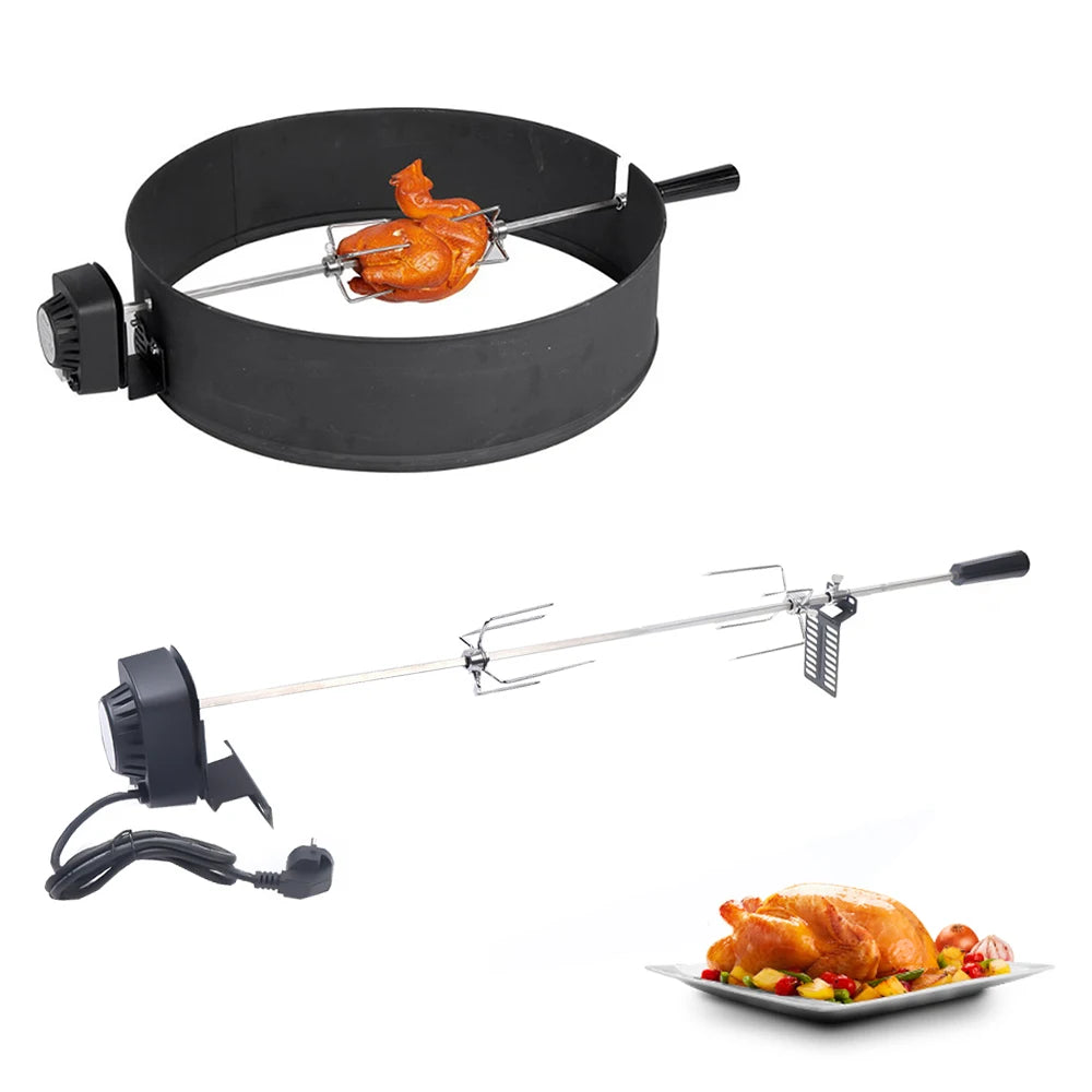 New Electric BBQ Grill Spit Roaster w/ 120 cm long cableRod Outdoor Barbecue Grilling Rotisserie Kit - Cooky Kitchenware