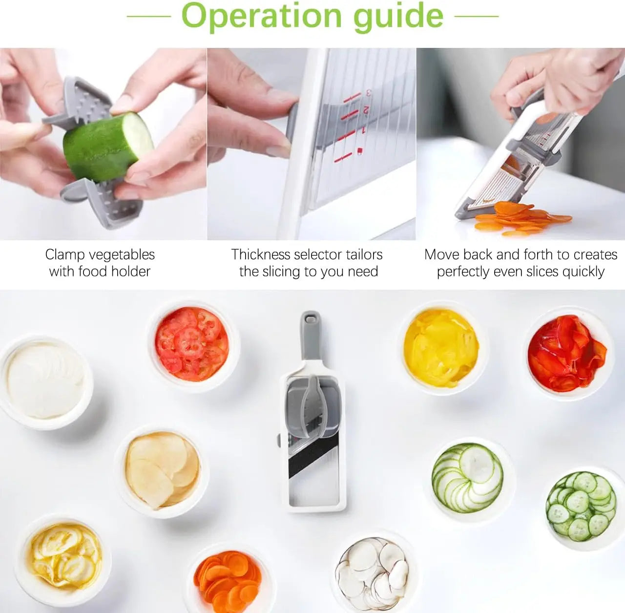 Handheld Mandoline Slicer Vegetable Cutter With Safety Grip