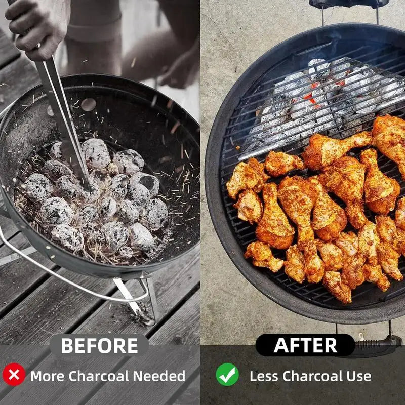 Charcoal Grill Basket Holder for Outdoor Barbecue Mesh Design Charcoal Rack for Camping and Picnic - Cooky Kitchenware