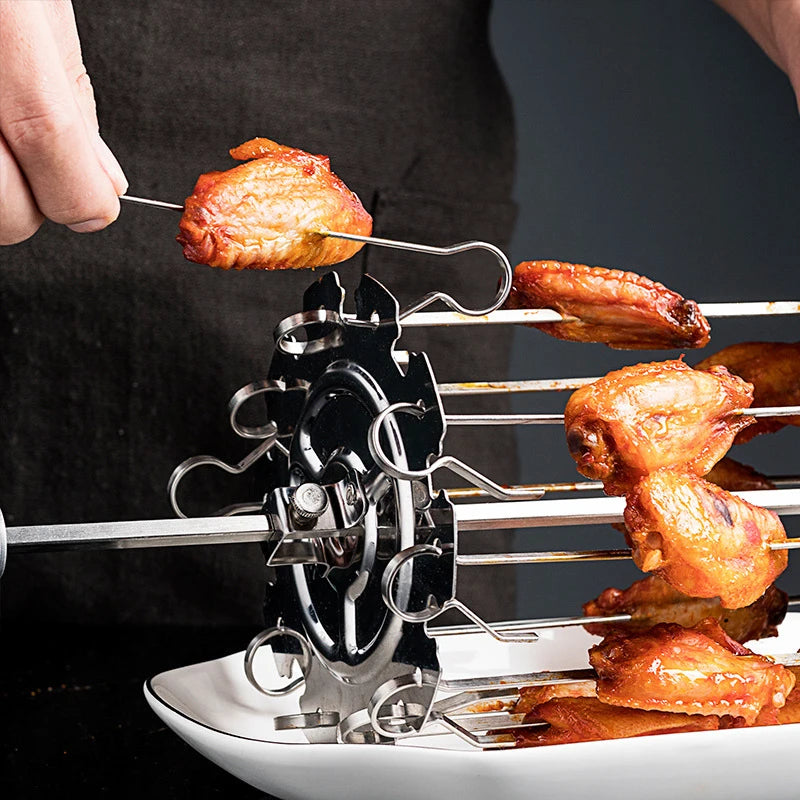 1Set Stainless Steel BBQ Kebab Cage Rotisserie Skewer Forks Chicken Grill For Roaster Oven DIY Camping Cooking Tool - Cooky Kitchenware