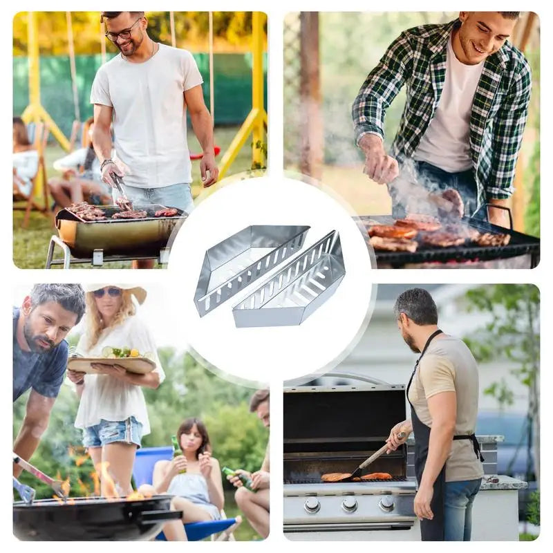 Charcoal Grill Basket Holder for Outdoor Barbecue Mesh Design Charcoal Rack for Camping and Picnic - Cooky Kitchenware