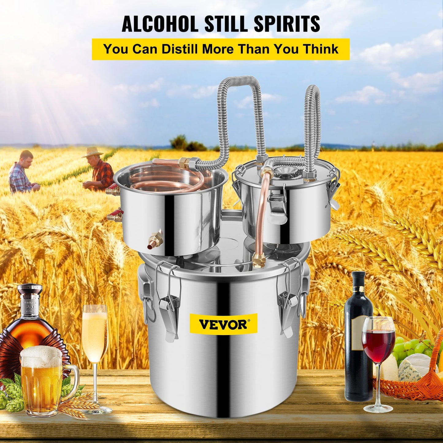 SucceBuy Stainless Steel Alcohol Distiller Moonshine Kit