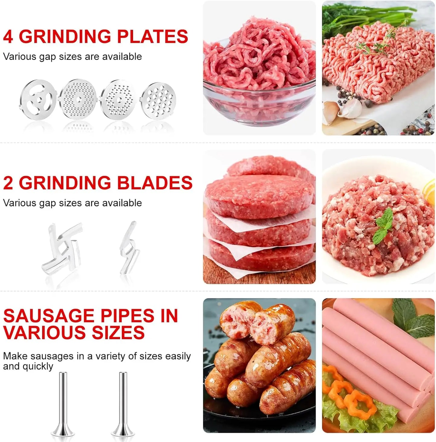 Metal Food Grinder Attachments for all KitchenAid chef and Cuisinart Stand Mixers SM-50 Series. Meat Grinders, Sausage Stuff - Cooky Kitchenware