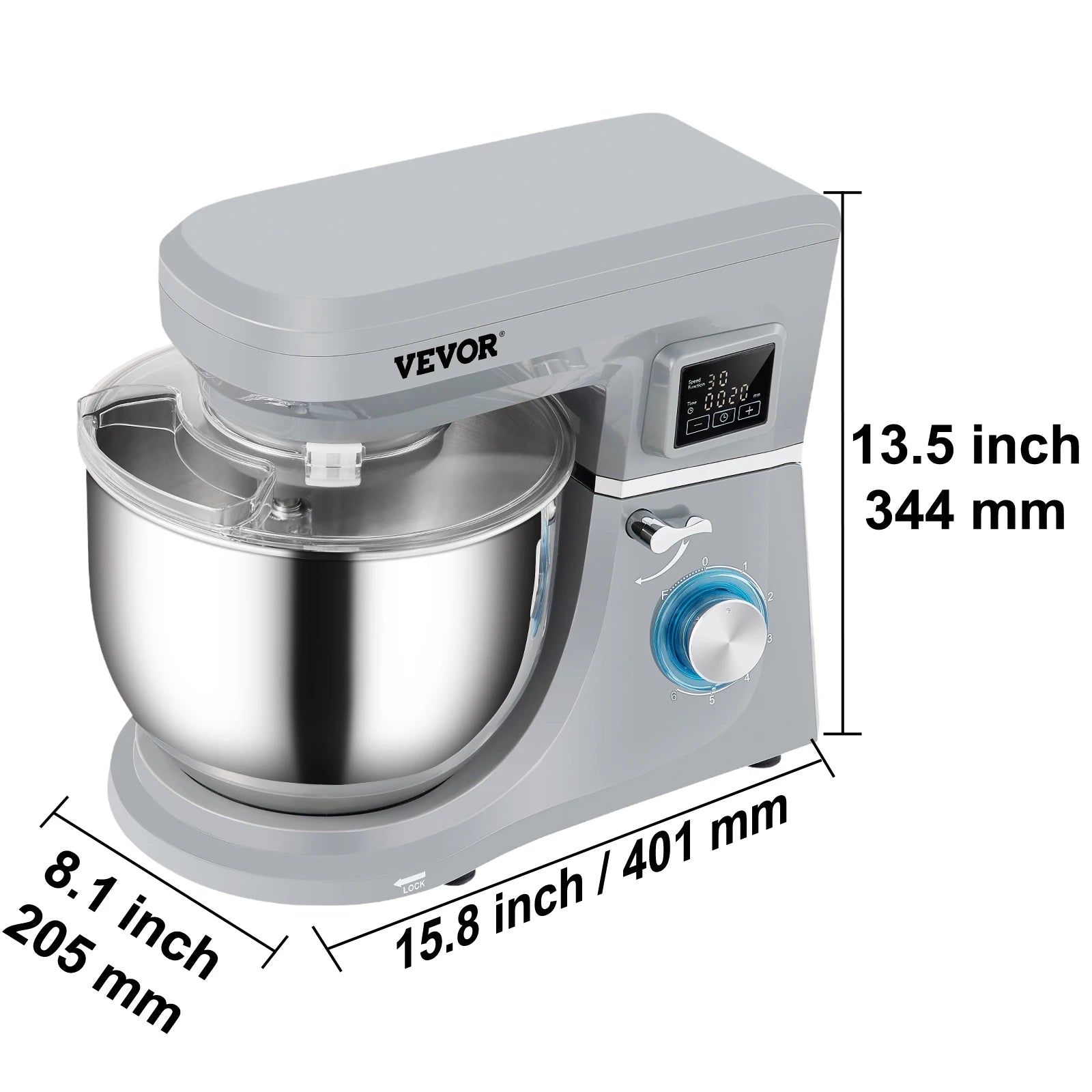 SucceBuy 5.5/7LElectric Stand Mixer with 6Speeds LCD Screen Timing Food Mixer Cream Egg Whisk Whip Dough Kneader With Steel Bowl - Cooky Kitchenware