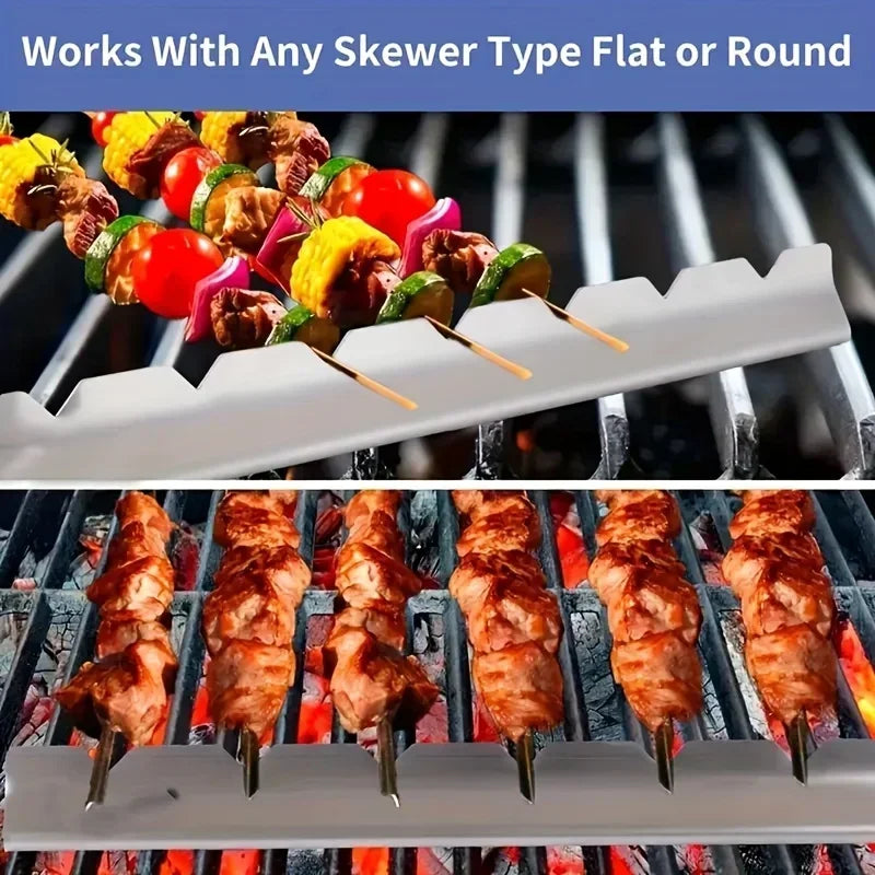 2 Pack Kebab Rack And Skewer Holders Stainless Steel