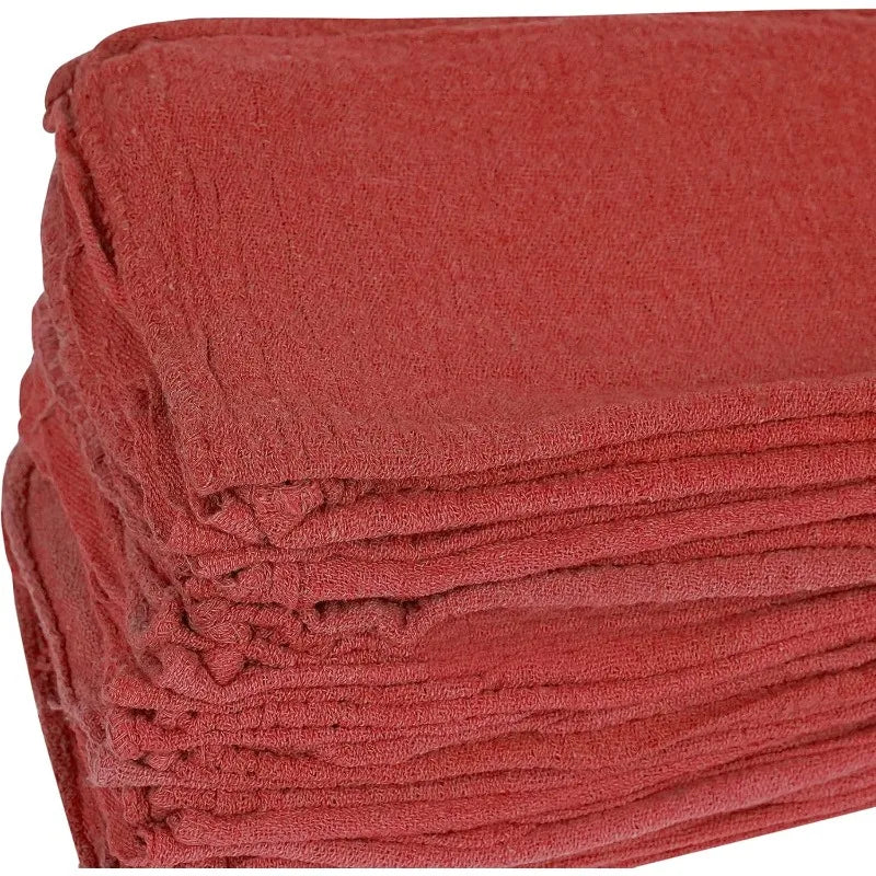 Cotton Shop Towels Red – (Pack of 150) Size 14x14 Inches Cleaning Rags – Absorbent Shop Rags and Multipurpose Cleaning Towels - Cooky Kitchenware