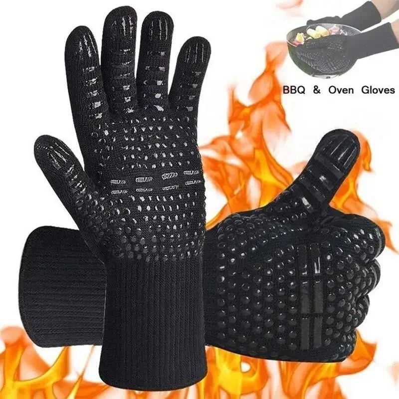 Gloves 1472℉ Heat Resistant Grilling Gloves Silicone Non-Slip Oven Mitts Kitchen Gloves for Barbecue Grilling Cooking Baking - Cooky Kitchenware