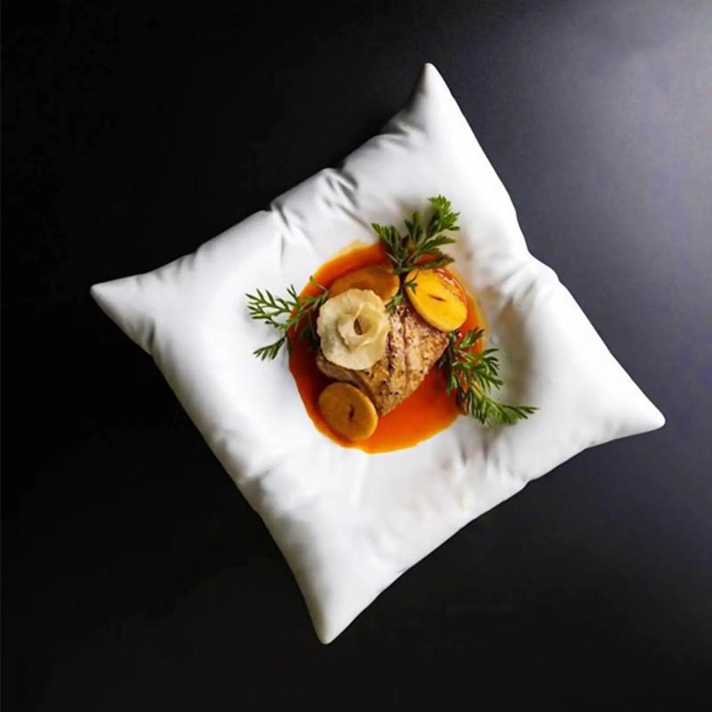 Ceramic Dinner Plate Dinnerware 8in Elegant Sauce Tray Appetizer Dish Western Food Plate Irregular for Desktop Parties Salad