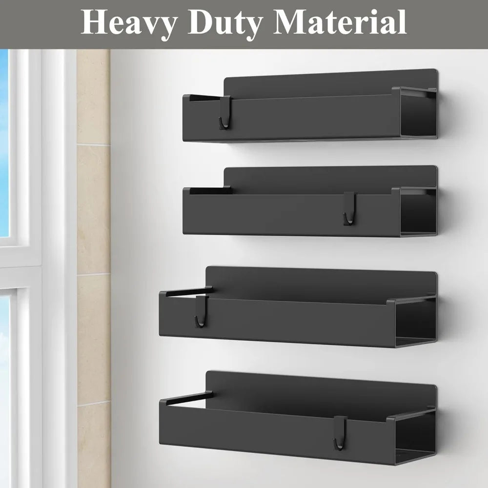 4 Pack Magnetic Spice Rack Organizer for Refrigerator and Oven Black Fridge Organizers and Storage for Kitchen - Cooky Kitchenware