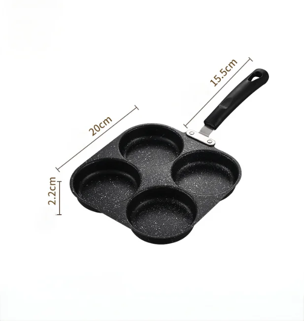 1pc Medical Stone Four-hole Omelette Pot Household Non-stick Flats-bottomed Egg Dumpling Pot Breakfast Egg Burger Frying Pan