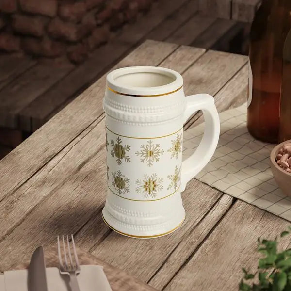 Elegant Winter Snowflake Beer Stein Mug California Edition