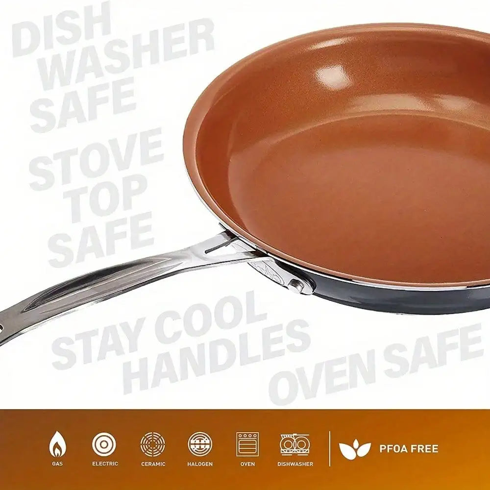 Ceramic and titanium non-stick frying pan, non-stick and easy to clean, durable enough to withstand metal cutlery, scrapers - Cooky Kitchenware