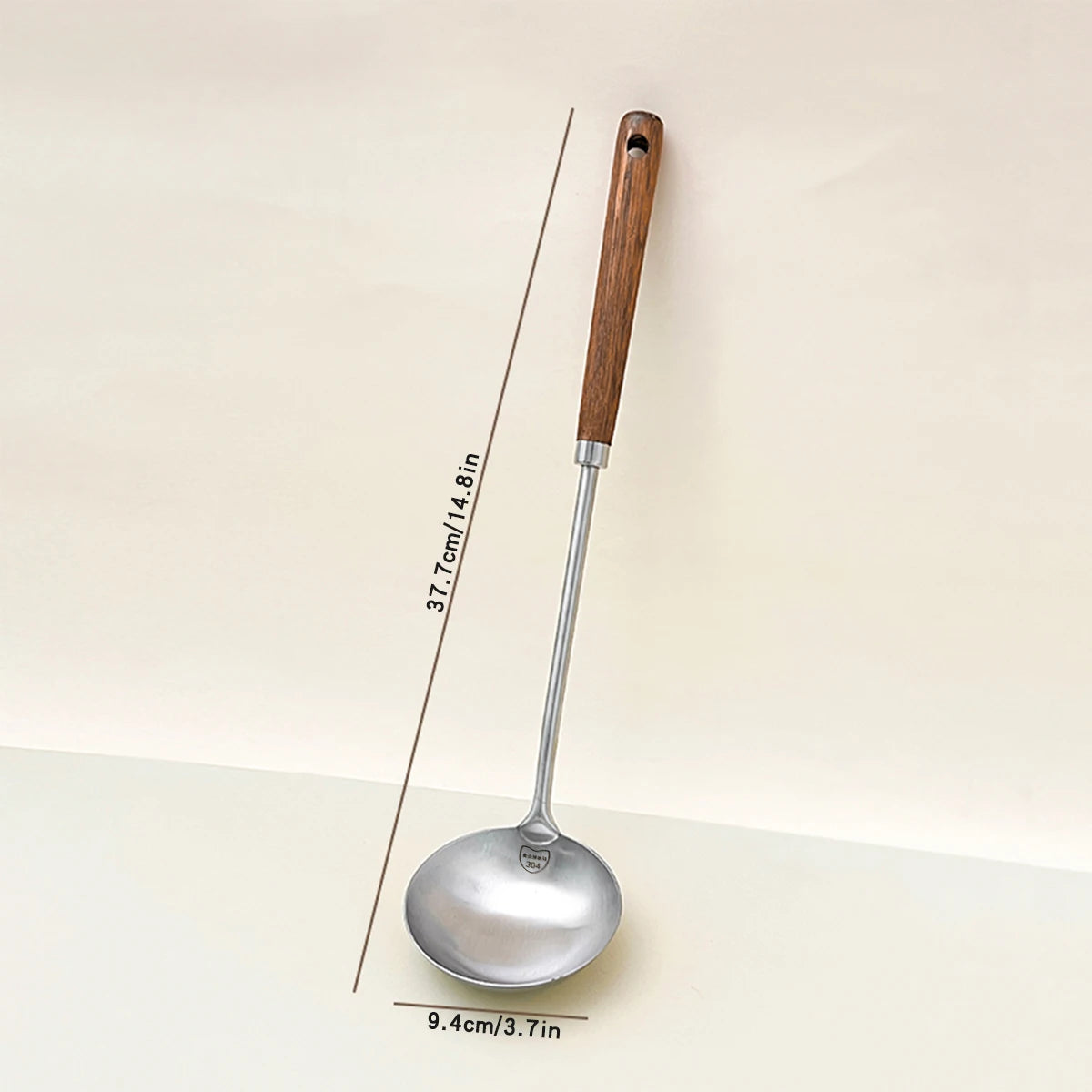 WORTHBUY 304 Stainless Steel Turner With Wooden Handle Heat Resistant Long Handle Soup Ladle Spatula Kitchen Cooking Utensils - Cooky Kitchenware
